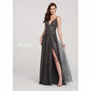Ellie Wilde Glitter Grad Dress EW119001 Charcoal